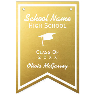 Chic Guld Trendig Studenten klass 20XX Bunting Vimplar