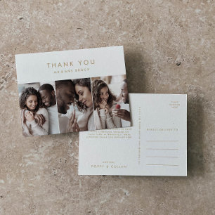 Chic Guld Typografi 3-fotomall Tack Vykort
