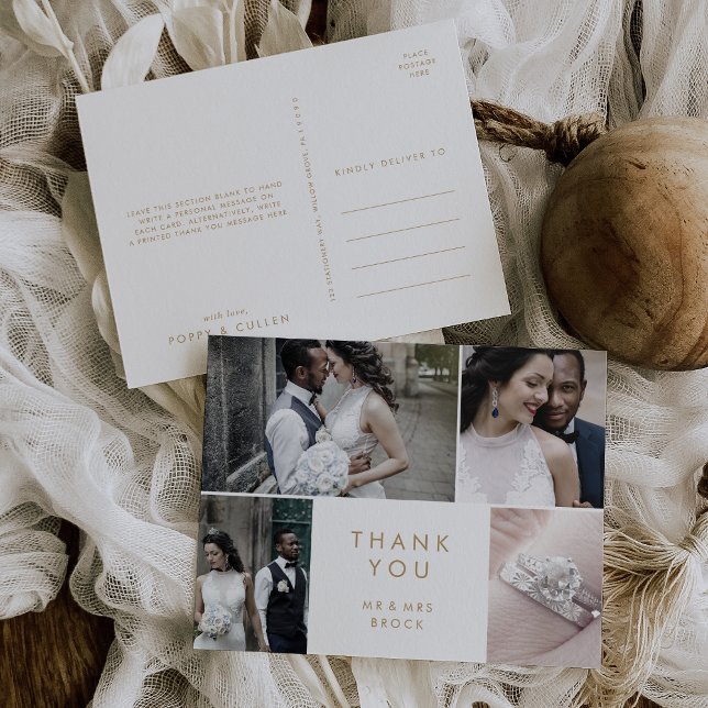 Chic Guld Typografi 4 Fotomall Tack Vykort (Skapare uppladdad)