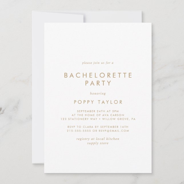 Chic Guld Typografi Bachelorette-partiets inbjudan (Framsida)
