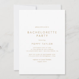 Chic Guld Typografi Bachelorette-partiets inbjudan