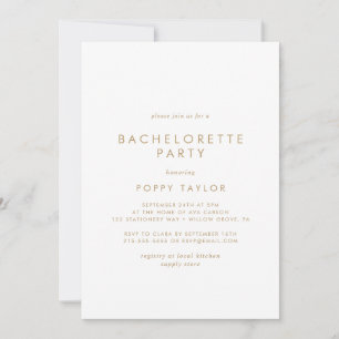 Chic Guld Typografi Bachelorette-partiets inbjudan