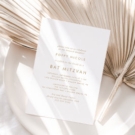 Chic Guld Typografi Bat mitzvah Inbjudningar