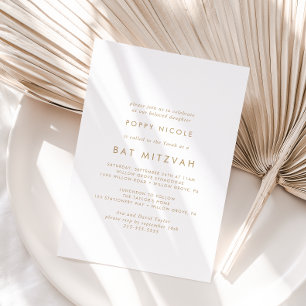 Chic Guld Typografi Bat mitzvah Inbjudningar
