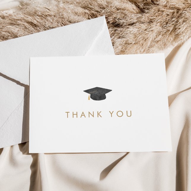 Chic Guld Typografi Grad Cap Studenten Tack Kort (Skapare uppladdad)