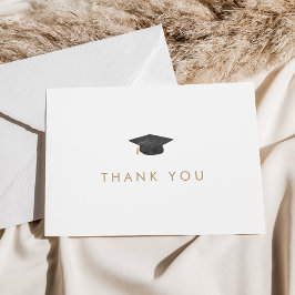 Chic Guld Typografi Grad Cap Studenten Tack Kort
