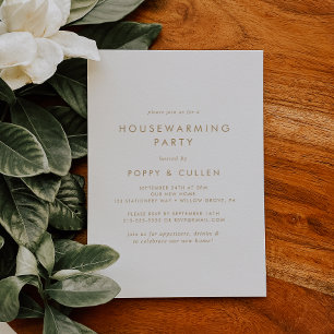 Chic Guld Typografi Hushållsuppvärmning Party Inbjudningar