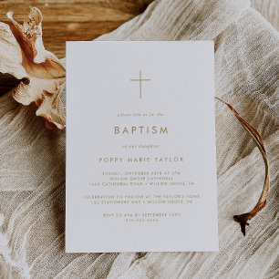 Chic Guld Typografi Kor Baptism Inbjudningar