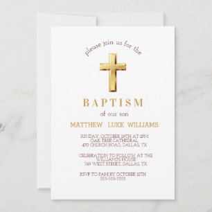 Chic Guld Typografi Kor Baptism Inbjudningar