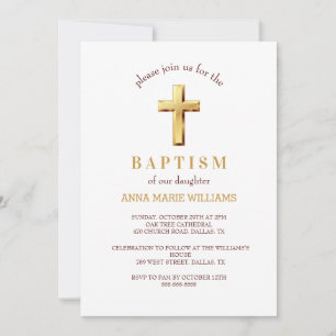 Chic Guld Typografi Minimalistisk Kor-baptism Inbjudningar