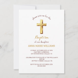 Chic Guld Typografi Minimalistisk Kor-baptism Inbjudningar