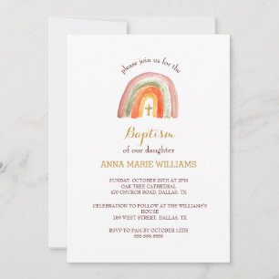 Chic Guld Typografi Minimalistisk Kor-baptism Inbjudningar