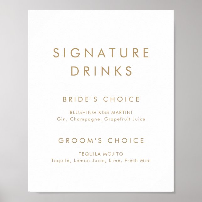 Chic Guld Typografi Namnteckning Drinks-tecken Poster (Framsidan)