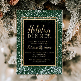 Chic guld typografi snö julfest grönt inbjudningar
