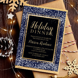 Chic guld typografi snö julfest marin inbjudningar