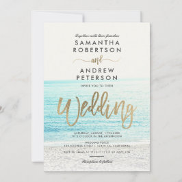 Chic guld typografifoto bröllop inbjudningar