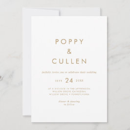 Chic Guld Typography Avslappnad bröllopsinbjudan Inbjudningar
