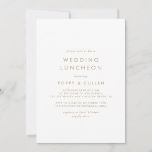 Chic Guld Typography Bröllop Luncheon-inbjudan Inbjudningar