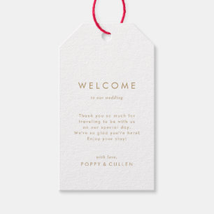 Chic Guld Typography Bröllop Welcome Gift Märkres Presentetikett