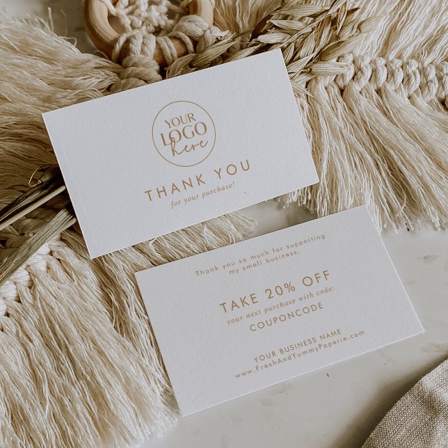 Chic Guld Typography Business Logotyp Tack Rabattkort (Skapare uppladdad)