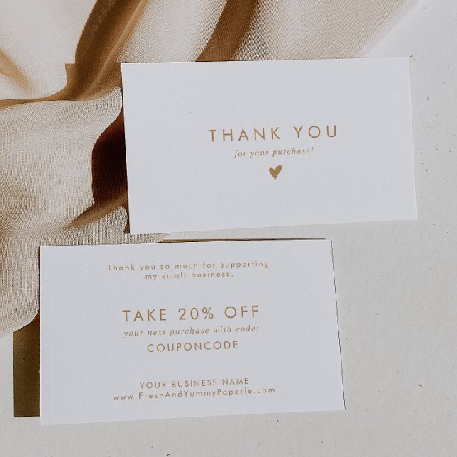 Chic Guld Typography Business Tack Rabattkort (Skapare uppladdad)