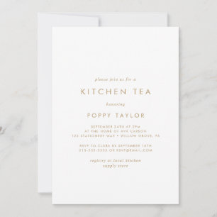 Chic Guld Typography Kitchen Tea Möhippa Inbjudningar