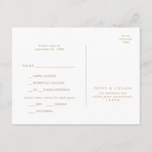 Chic Guld Typography Menu Choy OSA Postcard Inbjudan Vykort