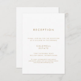 Chic Guld Typography Wedding Reception Tilläggskort