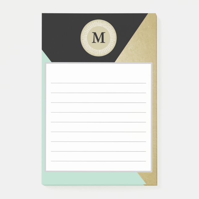 Chic guld verkställer monogramen postar den post-it block (Framsida)