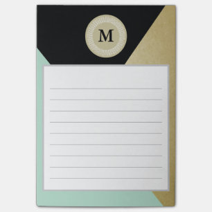 Chic guld verkställer monogramen postar den post-it block