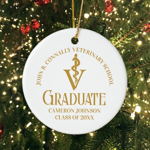 Chic Guld Veterinary School Photo Studenten Julgransprydnad Keramik