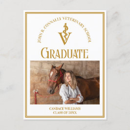 Chic Guld Veterinary School Photo Studenten Meddelande Vykort