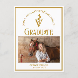 Chic Guld Veterinary School Photo Studenten Meddelande Vykort
