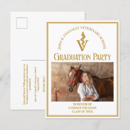Chic Guld Veterinary School Photo Studentfest Inbjudan Vykort