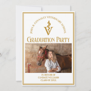Chic Guld Veterinary School Photo Studentfest Inbjudningar