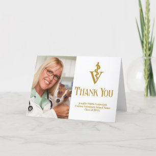 Chic, Guld Veterinary School Studenten Photo Tack Kort