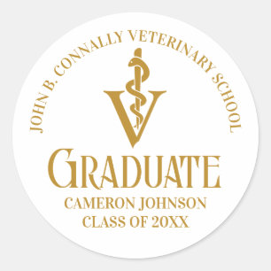 Chic Guld Veterinary School Studentfest Runt Klistermärke