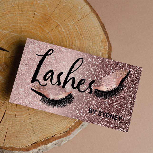 Chic Guld vid  Rosan vid Glitter vid Ro Visitkort (Chic Rose Gold Blush Pink Glitter Lashes)