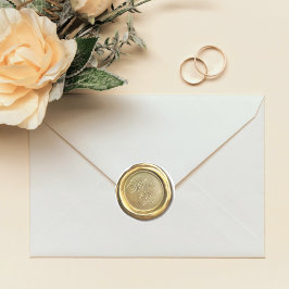 Chic Guld Vintage Initialer Personligt bröllp favö Runt Klistermärke