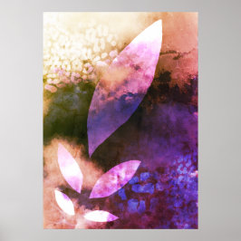 Chic Guld Violet Ro Lövs Abstrakt Painting Poster