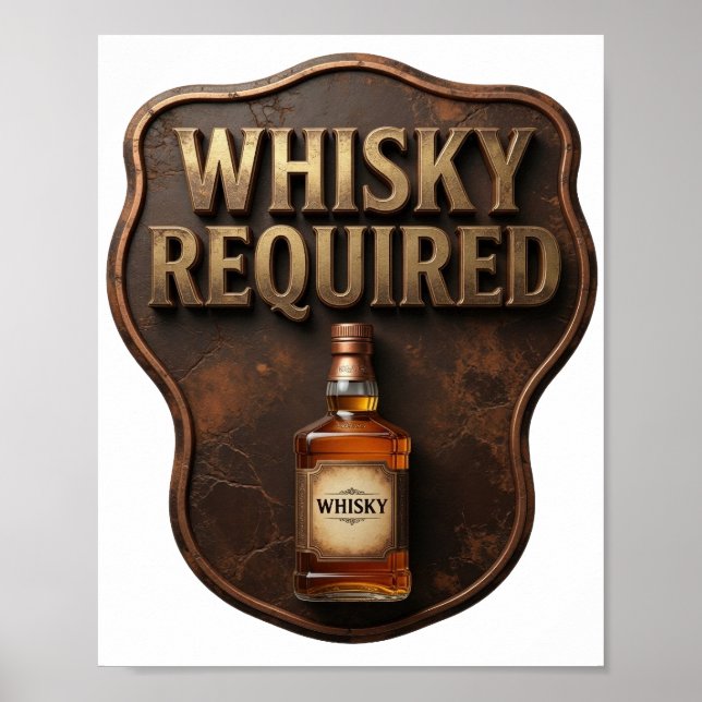 Chic Guld WHISKY OMFATTAS Bärbar Konst Poster (Framsidan)