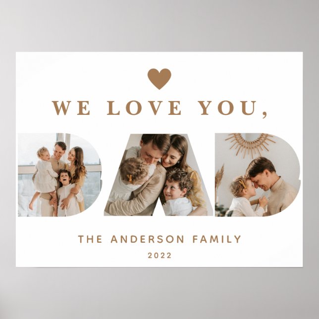 Chic Guld White Anpassningsbar Tre Pappa-skriptfot Poster (Framsidan)