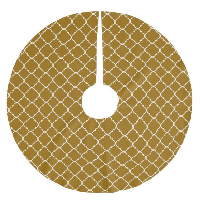 Chic Guld White Quatrefoil Julgransmatta Borstad Polyester (Framsidan)