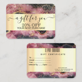 Chic guldconfetti, burgundermarmor guld rabattkort