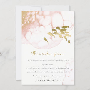 Chic guldrodnad rosa undervattensfisk baby shower tack kort