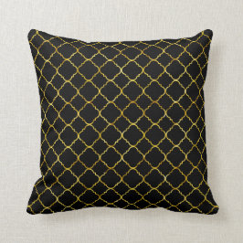 Chic guldsvart Quatrefoil Kudde