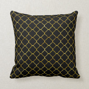 Chic guldsvart Quatrefoil Kudde