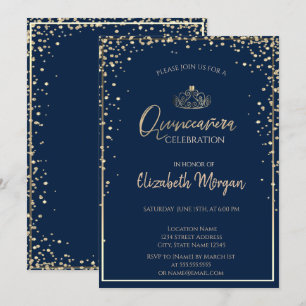 Chic guldtiara, diamanter Quinceañera Inbjudningar