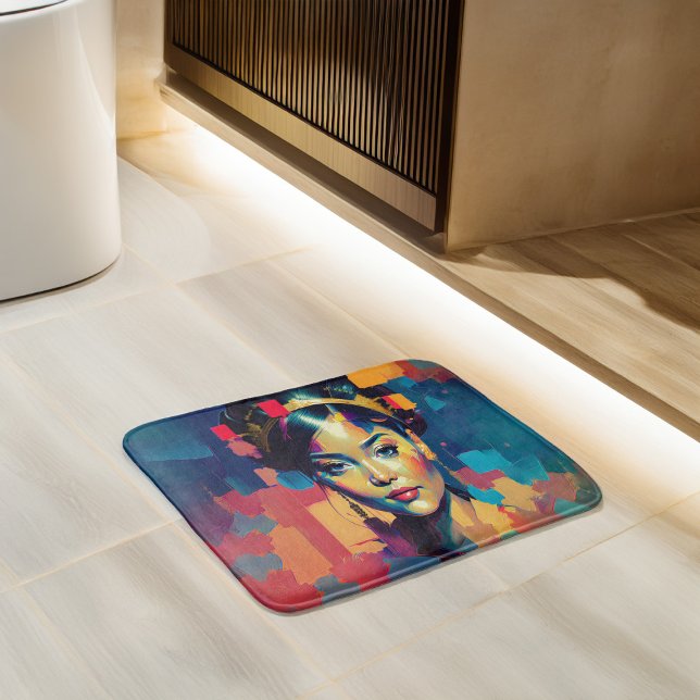 Chic Gulfenolfärgade kvinnor Impasto Oljemålning Badrumsmatta (Skapare uppladdad)