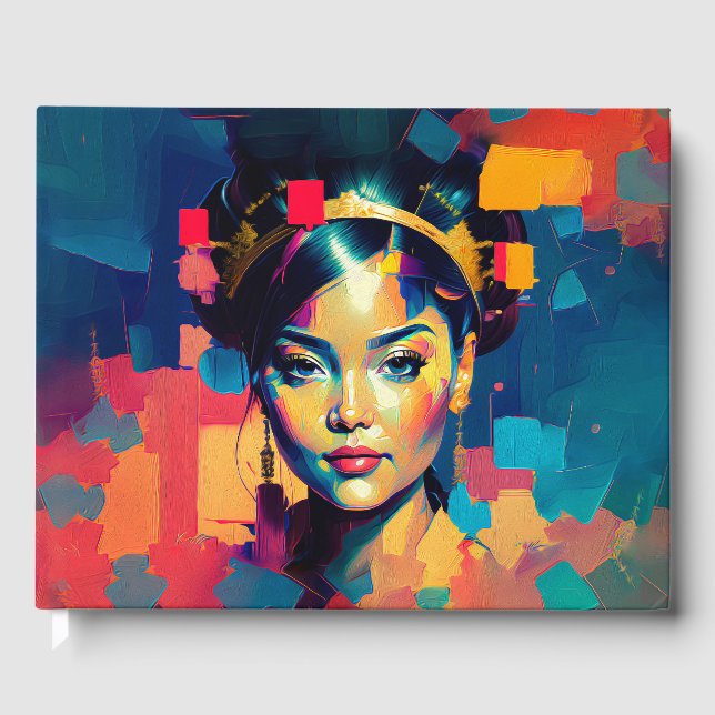 Chic Gulfenolfärgade kvinnor Impasto Oljemålning Gästböcker (Framsida)